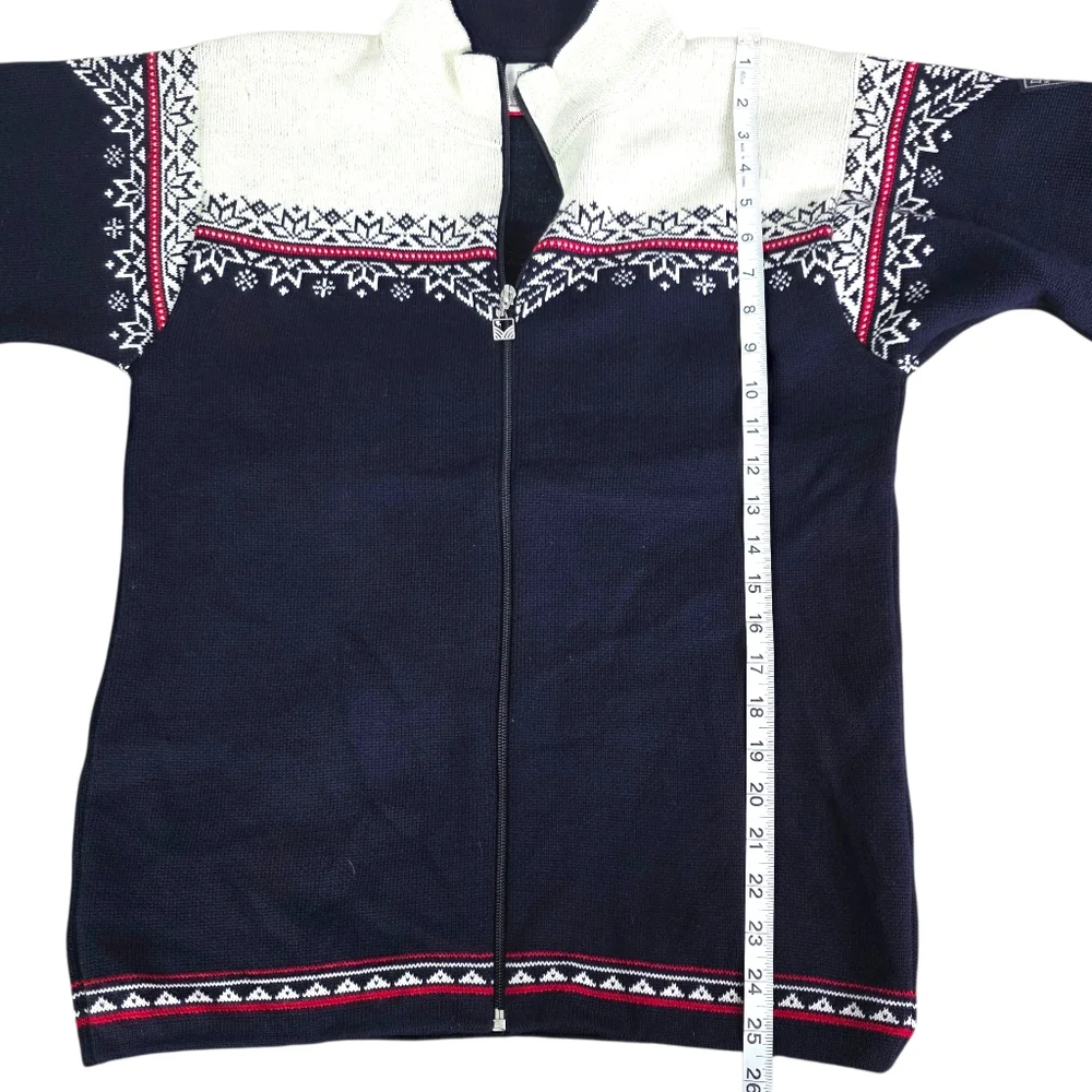 Dale Of Norway Vintage Navy and White High Quality Merino Wool Zip-Up Sweater S - Picture 11 of 12